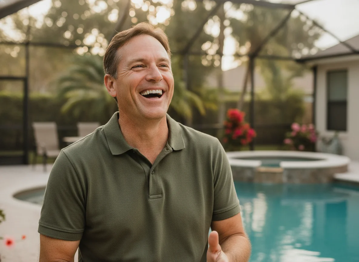 Portrait of a laughing man outdoors